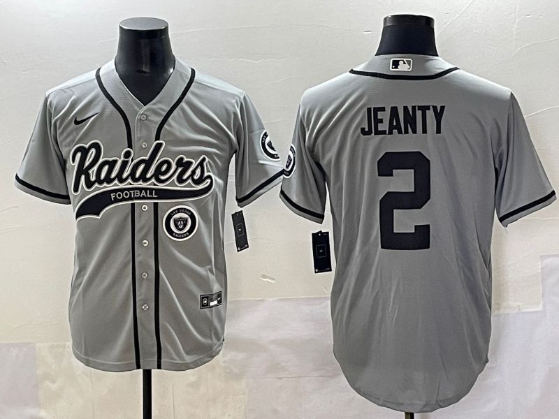 Men 2025 Oakland Raiders #2 Jeanty Grey Joint Name Nike Limited NFL Jersey style 16